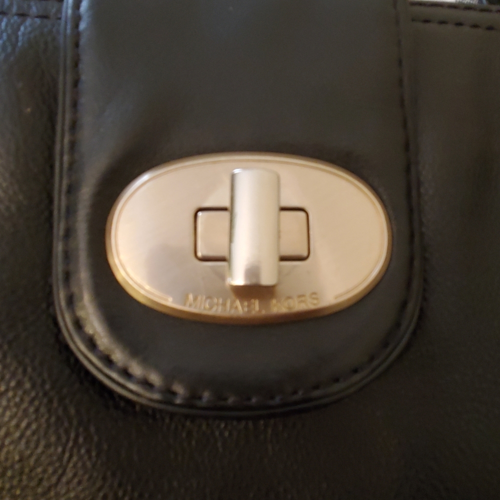 MICHAEL KORS Large Black Leather Purse Bag Tote - Picture 4 of 8